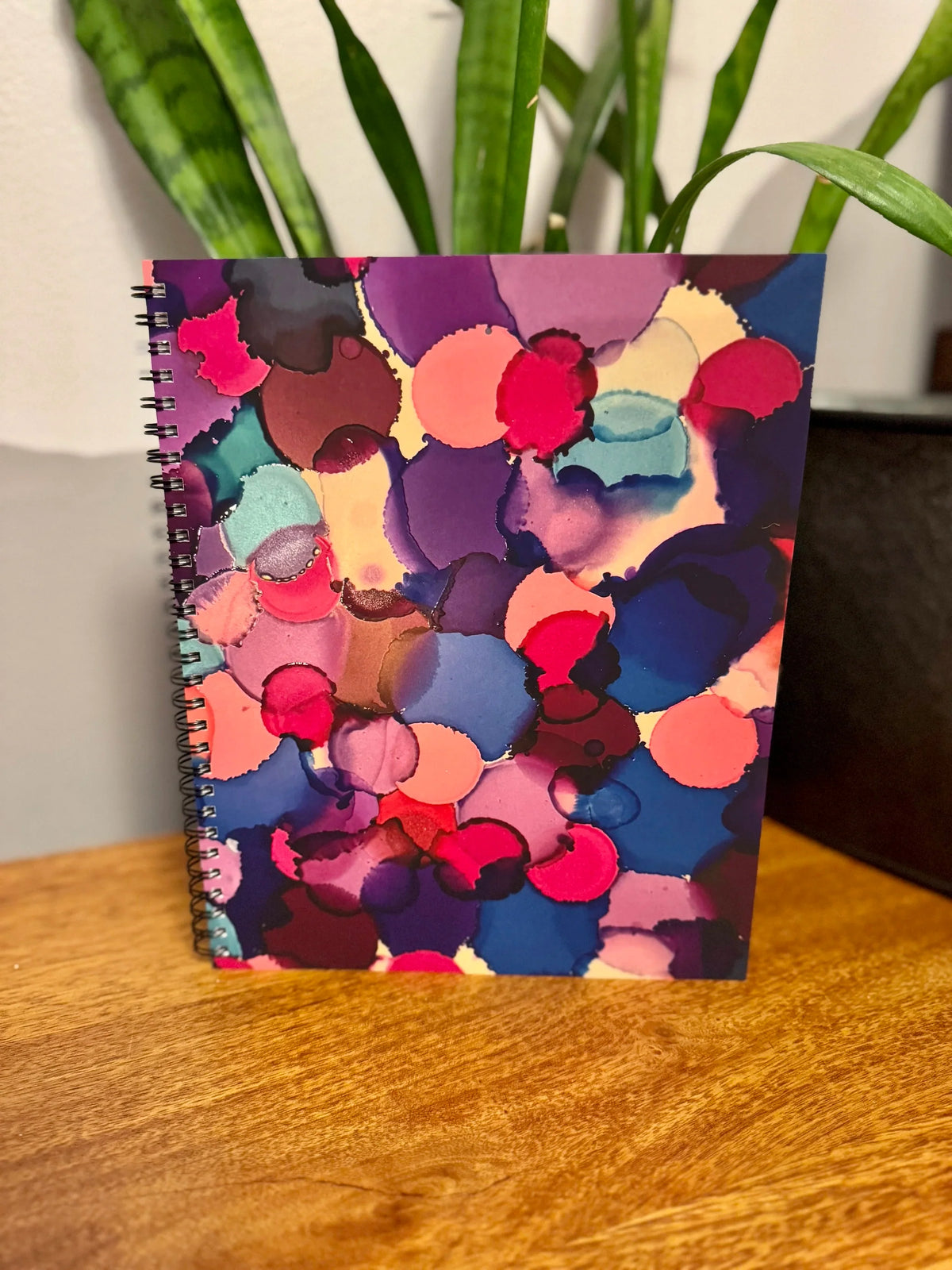 Blue, Pink, Purple Dots Soft Touch Cover Spiral Journal - 8"x10"