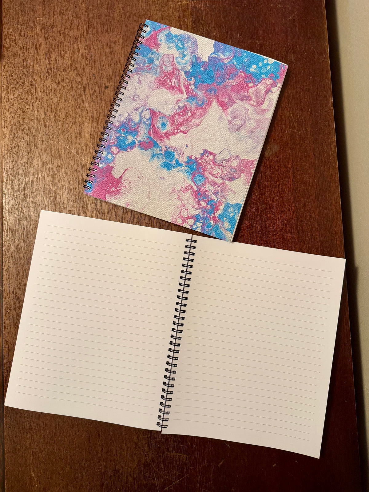 Blue and Pink Soft Touch Cover Spiral Journal - 8"x10" - Trans Pride