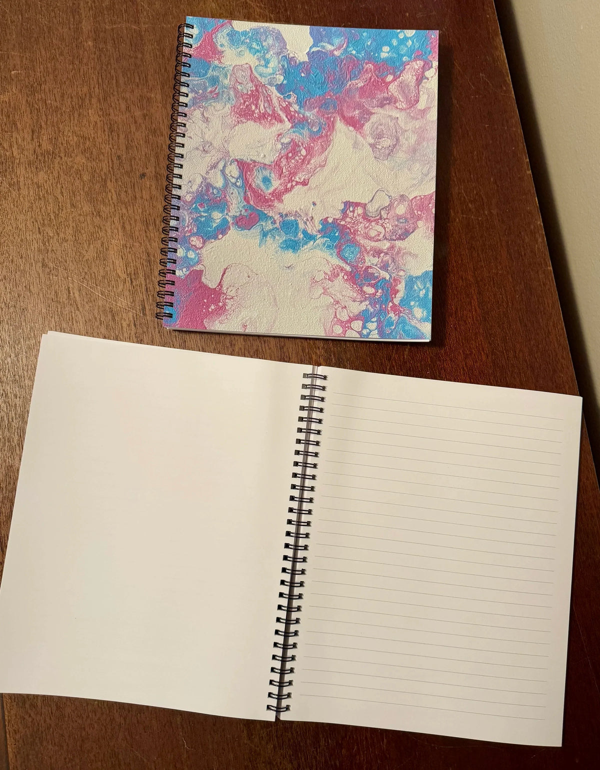 Blue and Pink Soft Touch Cover Spiral Journal - 8"x10" - Trans Pride