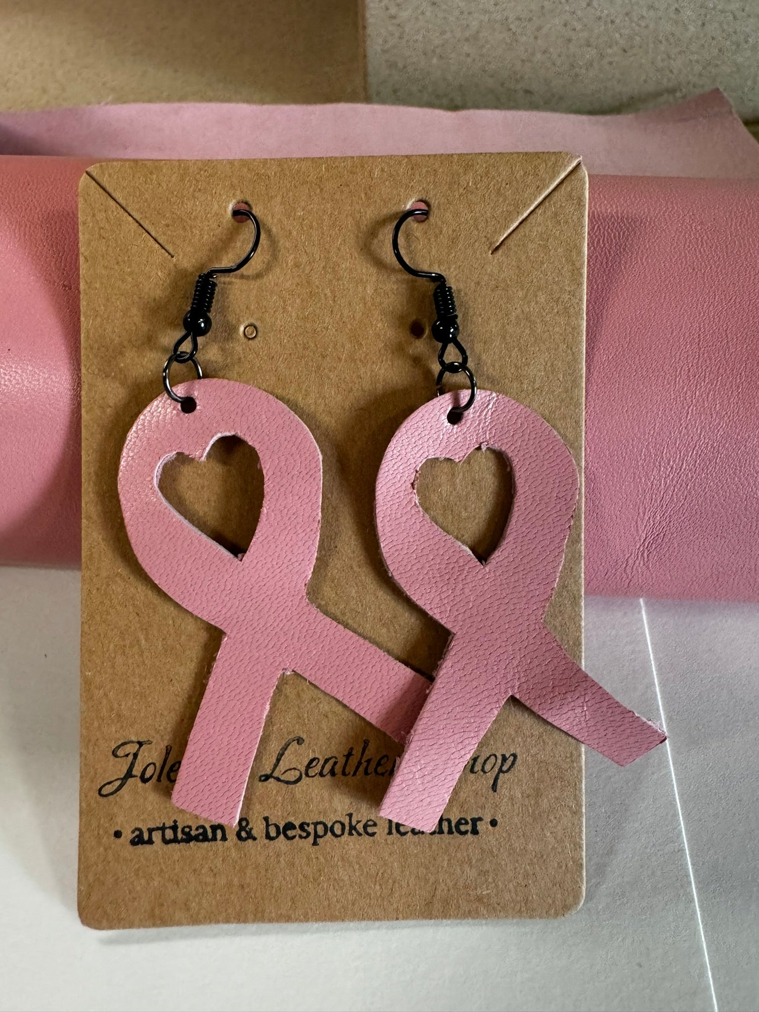 Breast Cancer Awareness Nickel Free Pink Ribbon Italian Leather Earrings
