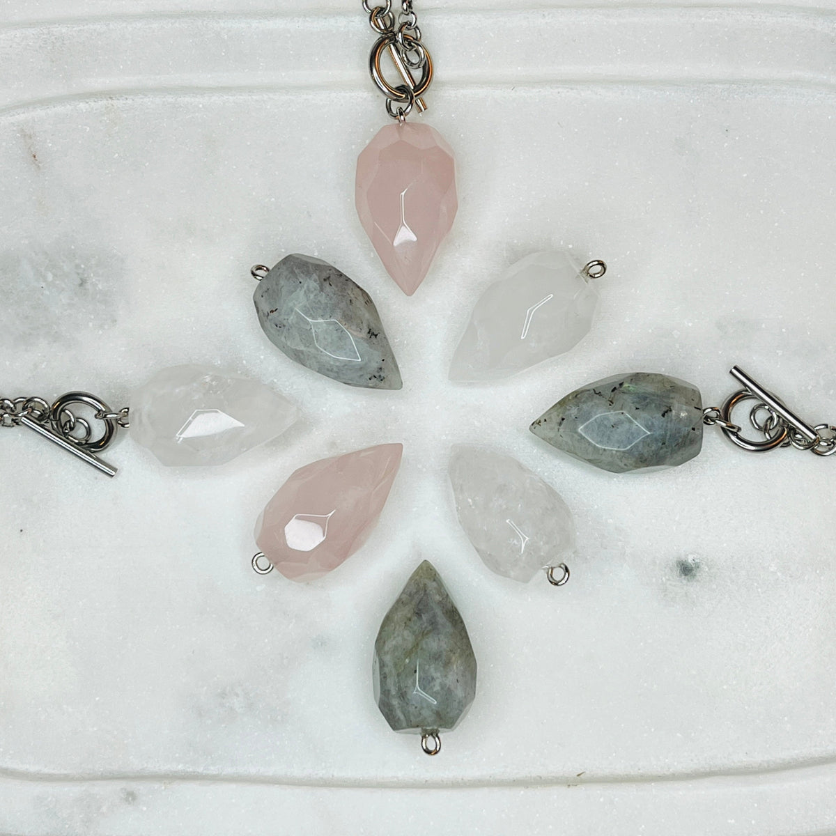 Silver Crystal Pendulum Necklace