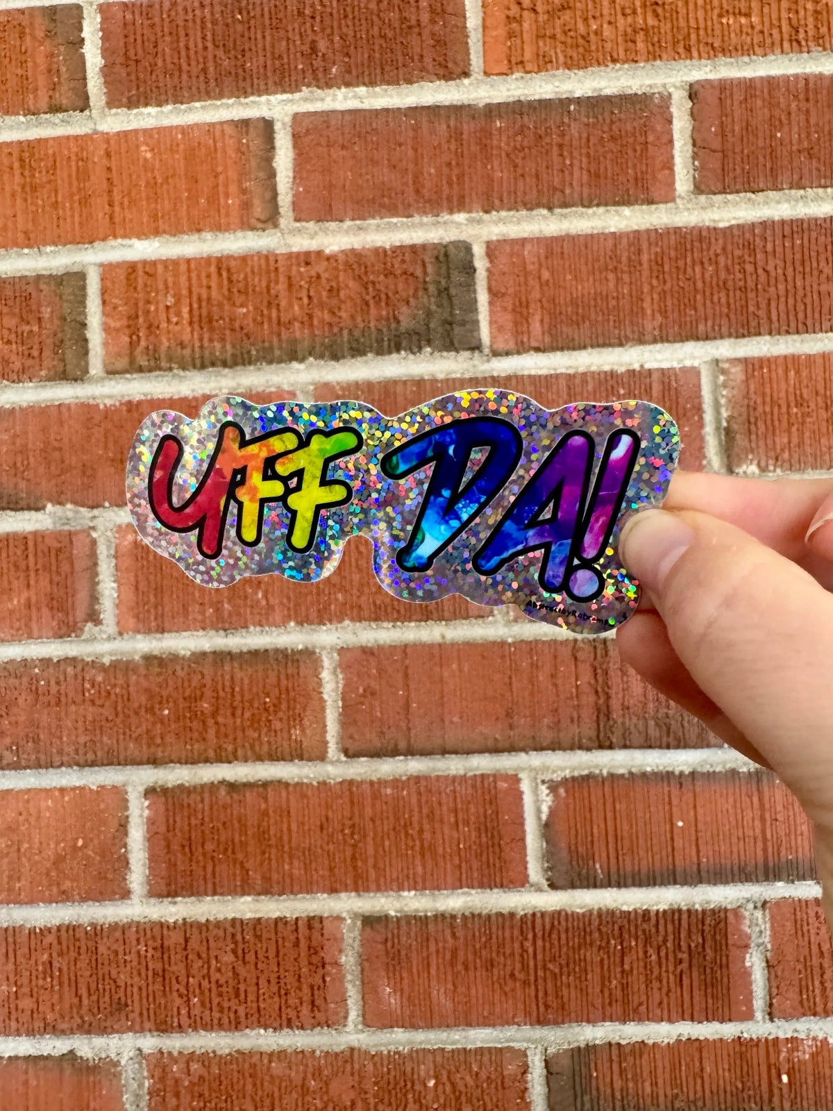 Rainbow Glittery Uff Da Glossy Sticker - Minnesota - LGBTQ