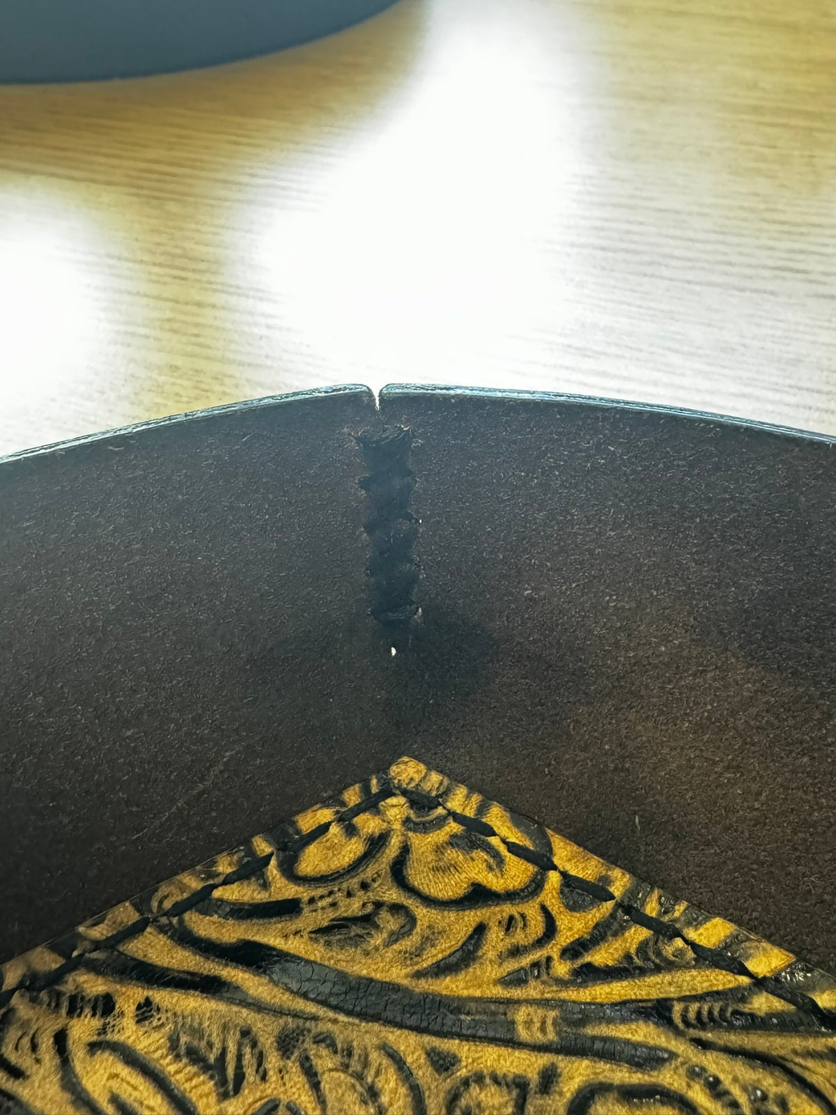 Round Padded Leather Catch All Tray