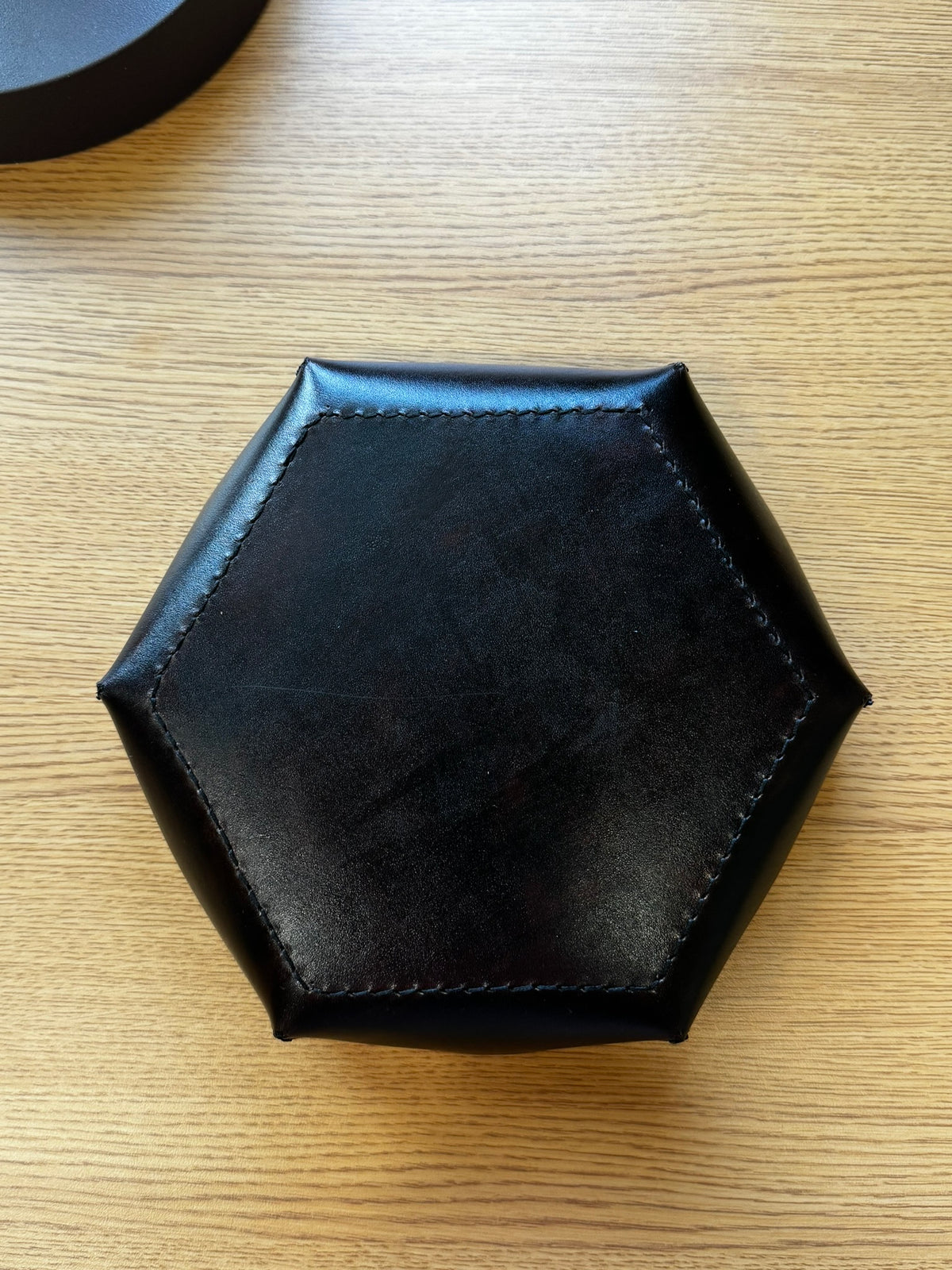 Round Padded Leather Catch All Tray