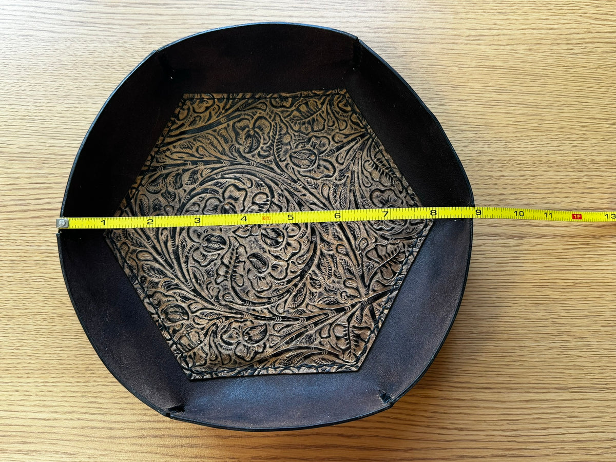 Round Padded Leather Catch All Tray