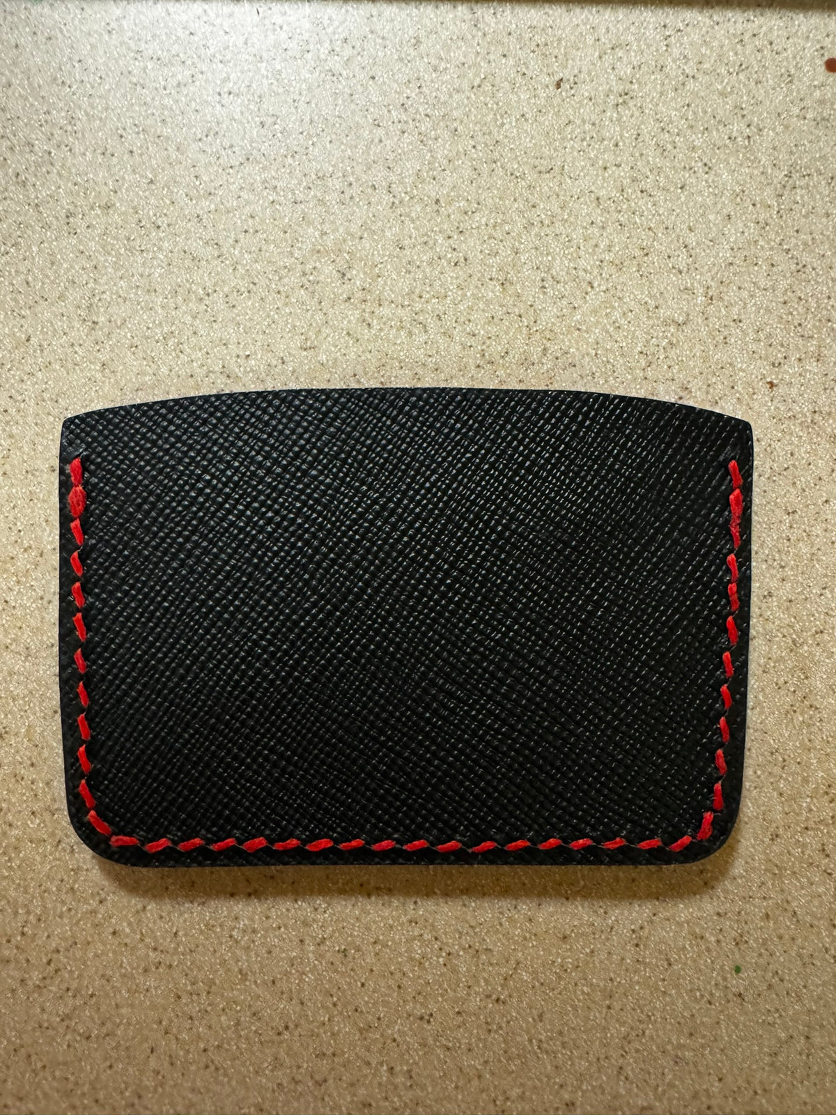 Designer Black and Red Italian Leather Luxury Hand Stitched Card Wallet