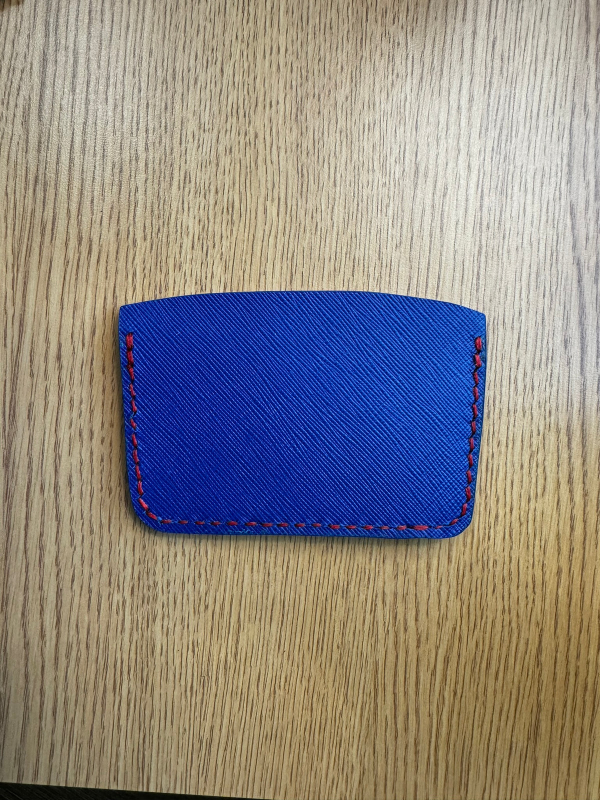 Designer Blue and Red Italian Leather Card Wallet