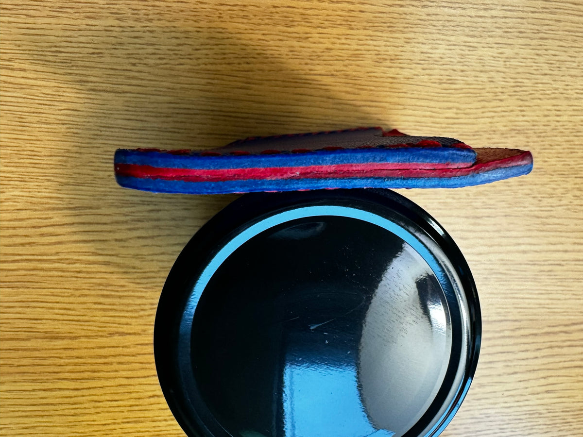 Designer Blue and Red Italian Leather Card Wallet