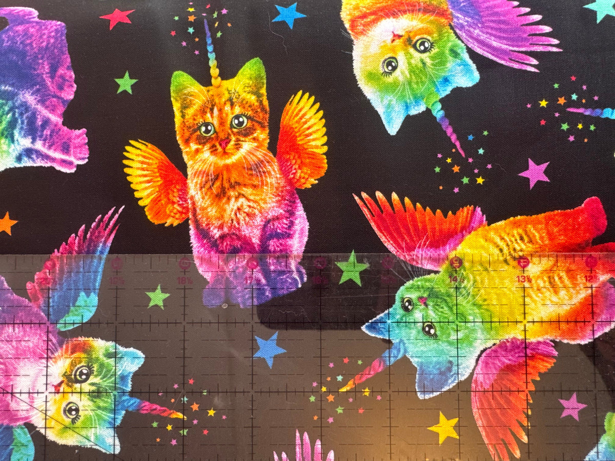 Rainbow Unicorn Cats Fabric 3 Yards