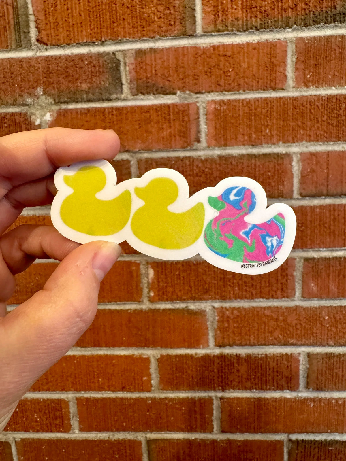 Duck Duck Polysexual Duck Sticker - Duck Duck Gray Duck - Duck Duck Pride Duck - Polysexual Pride 3.5"x1.5"