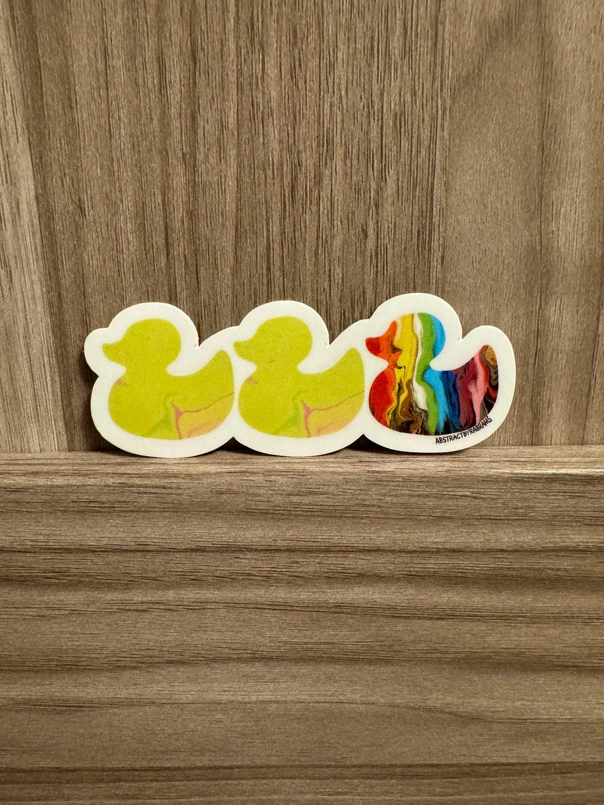 Duck Duck Rainbow Duck Sticker - Duck Duck Gray Duck - Duck Duck Progress Pride Duck - 3.5"x1.5"