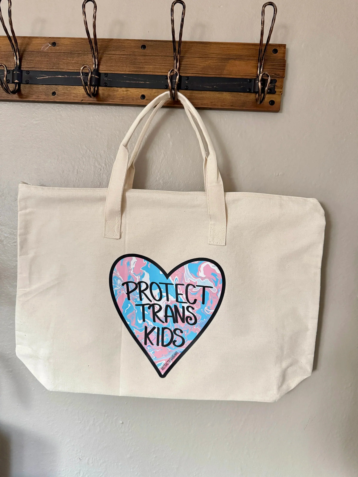B-Grade Protect Trans Kids Tote Bag XL Tote Bag with Zipper
