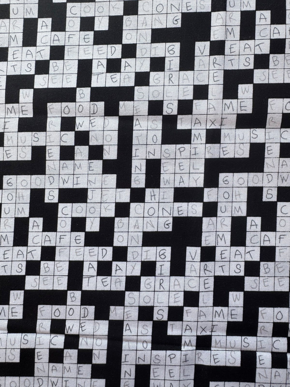 Crossword Puzzle Print 1/4 Yard