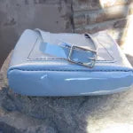 Limited Edition Handmade Sky Blue Shimmer Vinyl Mini Tote with Adjustable Detachable Crossbody Strap