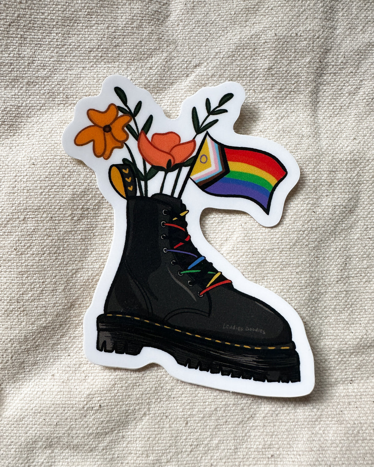 Pride Flag Combat Boot Bouquet Sticker (Matte)