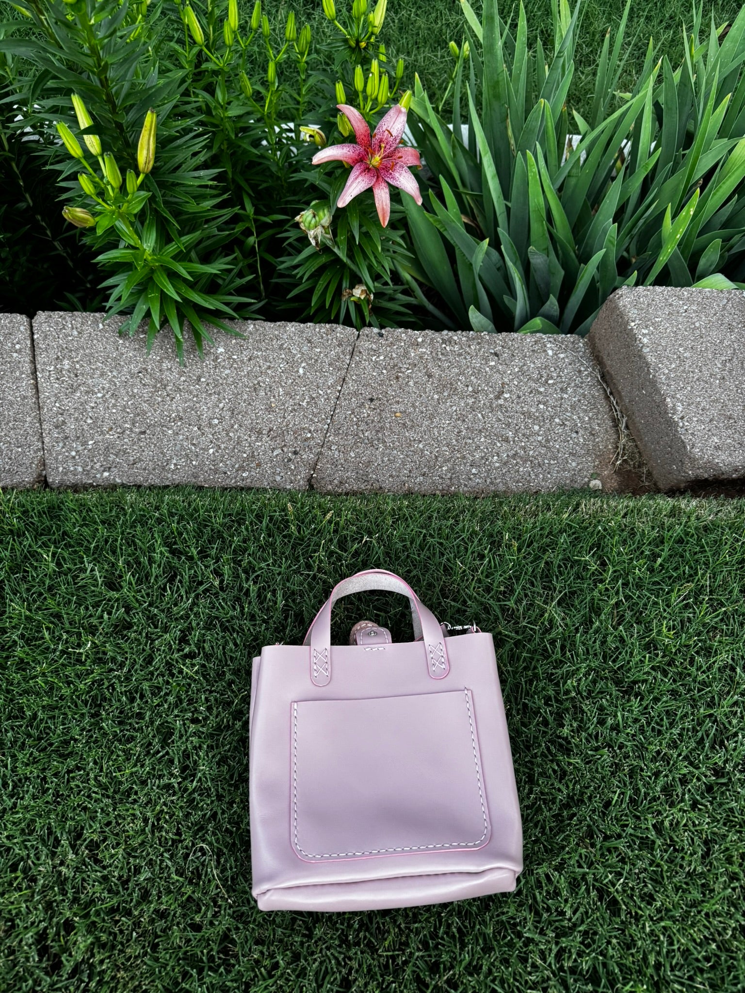 Limited Edition Handmade Soft Pink Leather Mini Tote with Adjustable and Detachable Crossbody Strap
