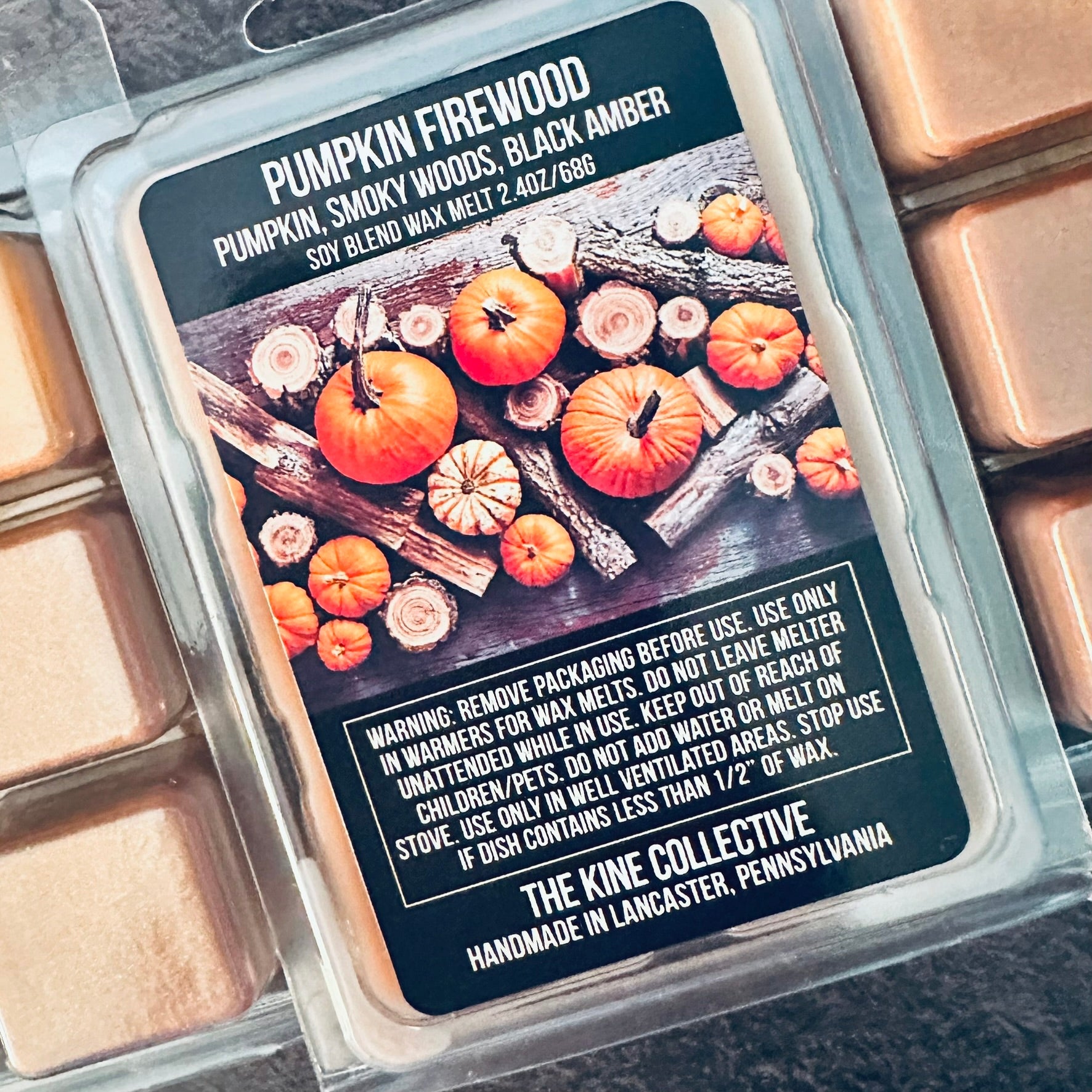 bonfire-at-dusk-made-to-order-autumn-wax-melts-embers-woodsy-amber-the-kine-collective
