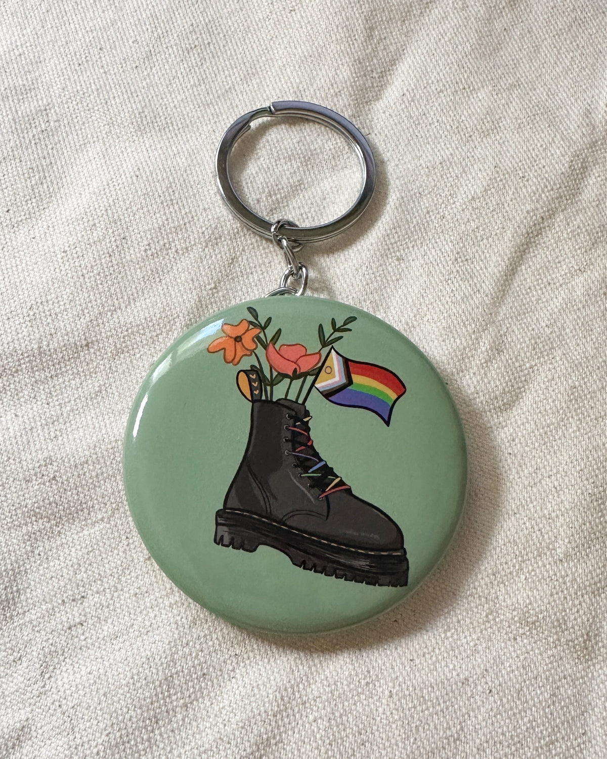 Pride Flag Combat Boot Bouquet Bottle Opener Keychain