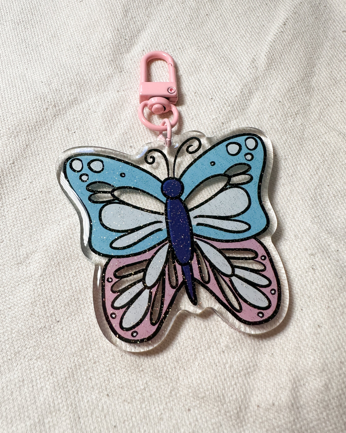 Glitter Butterfly Acrylic Keychain