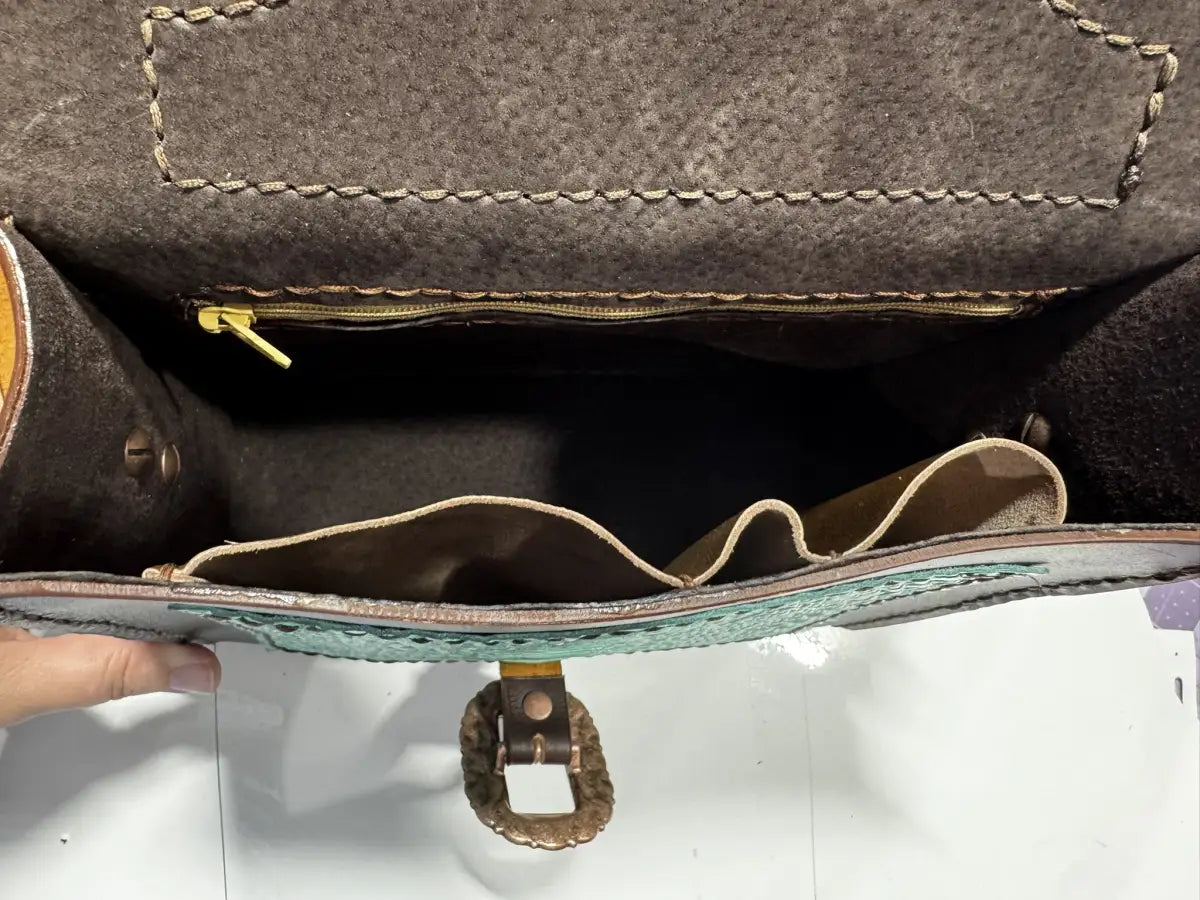 Embossed Cowhide Croc Look Leather Dorsett Purse