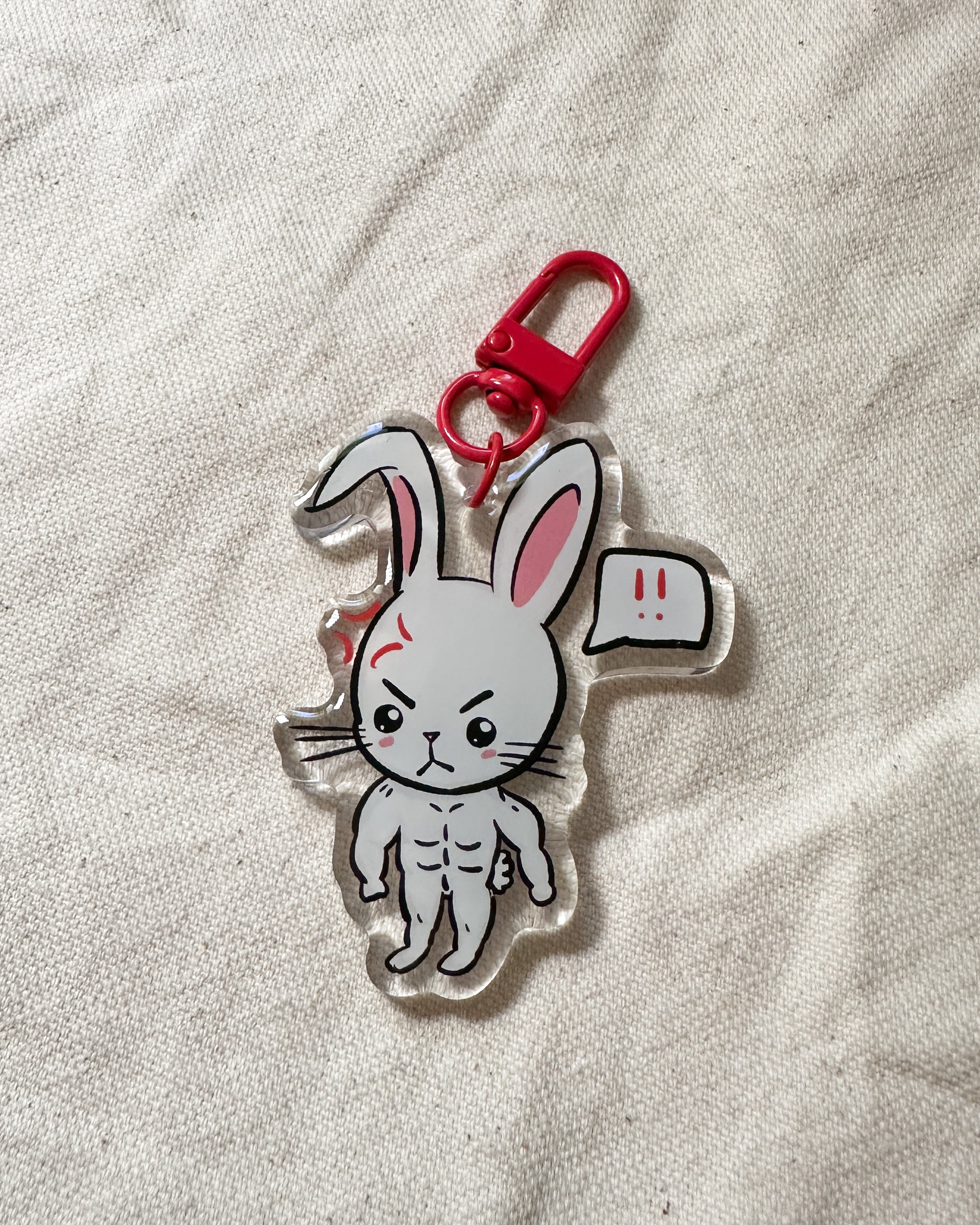 Angry Buff Bunny Acrylic Keychain