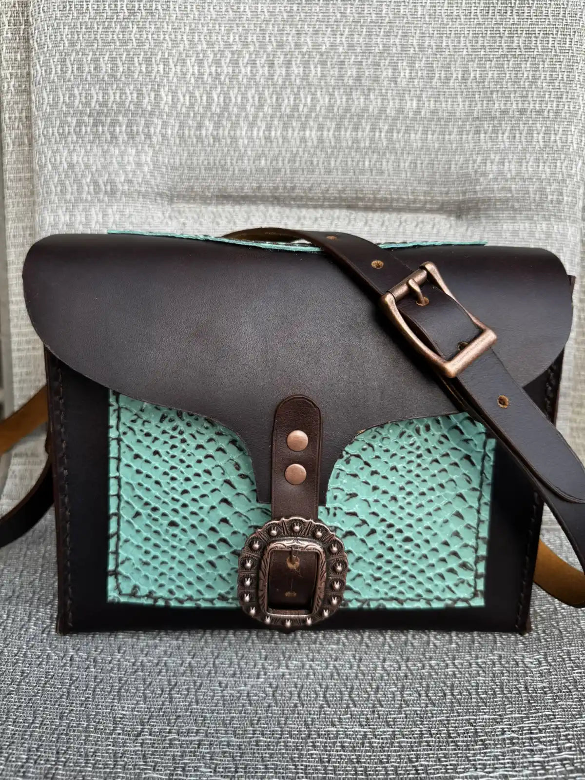 Embossed Cowhide Croc Look Leather Dorsett Purse