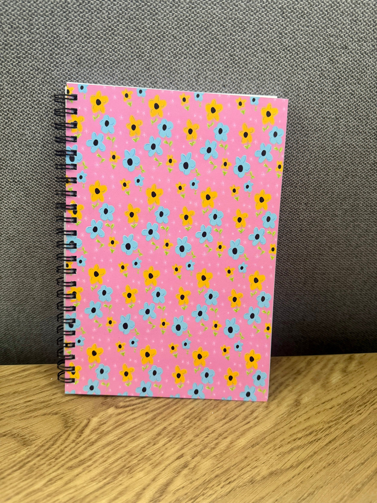 Pink, Yellow, Blue Floral Soft Touch Cover Spiral Journal - 5.5"x8"