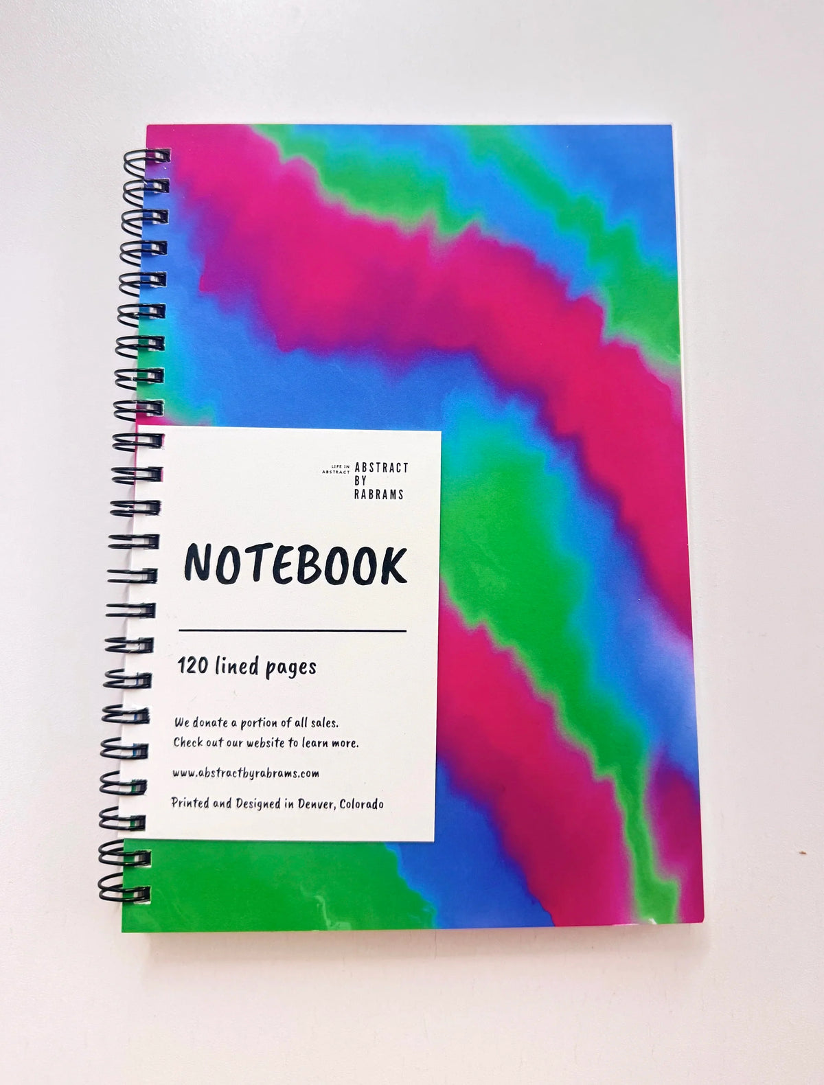 Green, Blue and Pink Soft Touch Cover Spiral Journal - 5.5"x8"