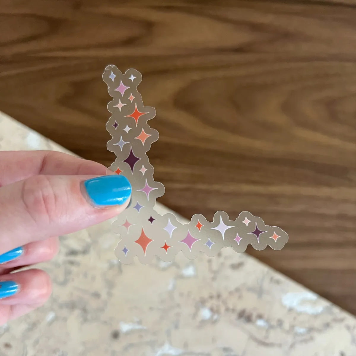 Purple, orange, & red sparkle corner sticker