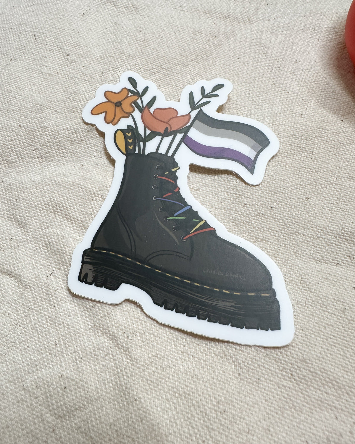 Asexual Flag Combat Boot Bouquet Sticker (Matte)