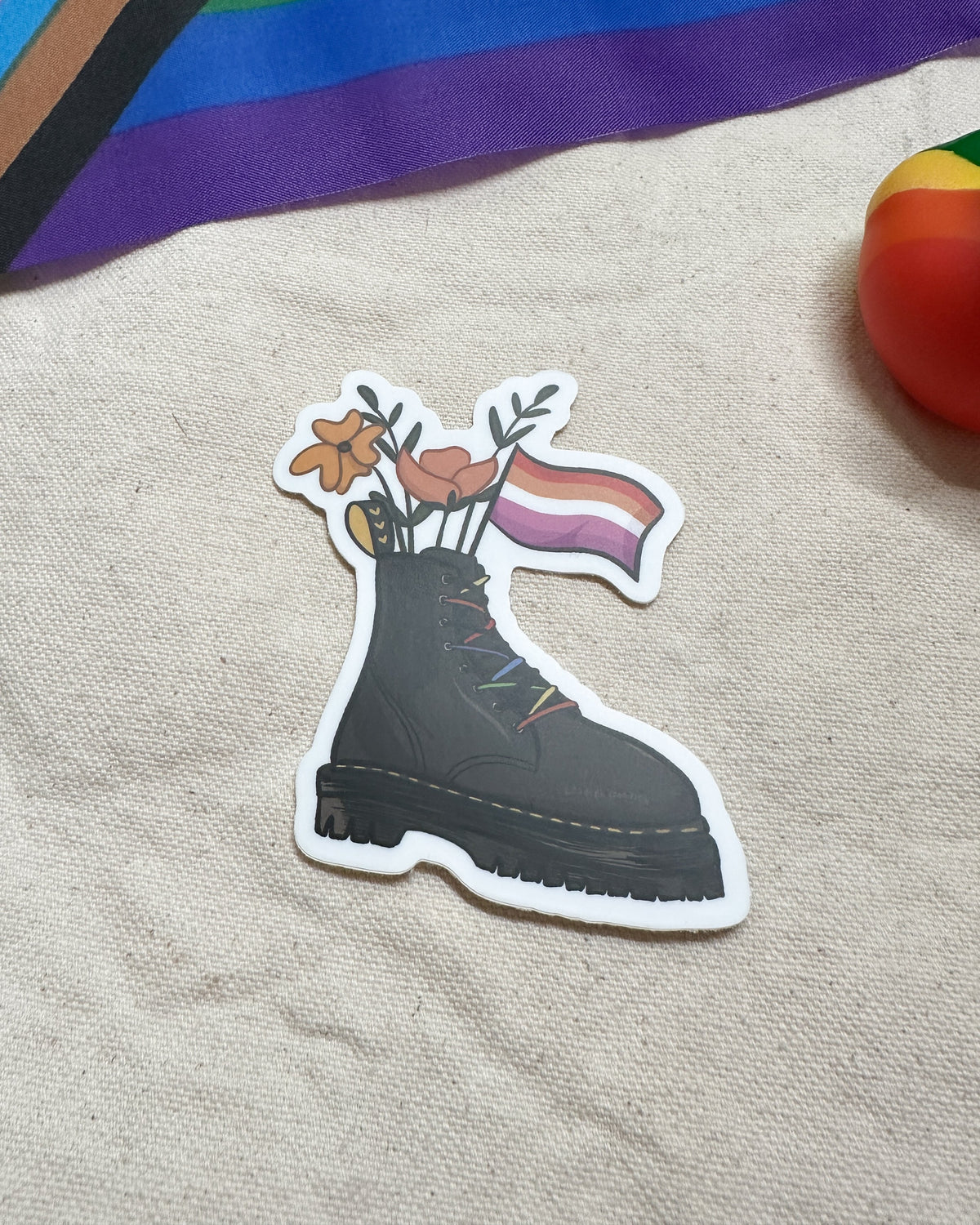 Lesbian Flag Combat Boot Bouquet Sticker (Matte)