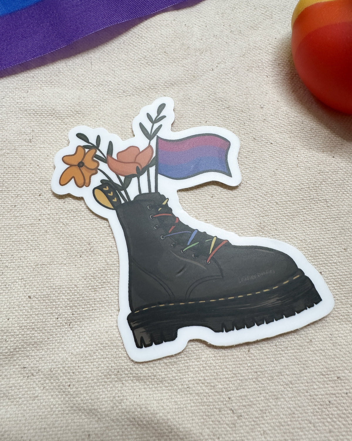 Bisexual Flag Combat Boot Bouquet Sticker (Matte)
