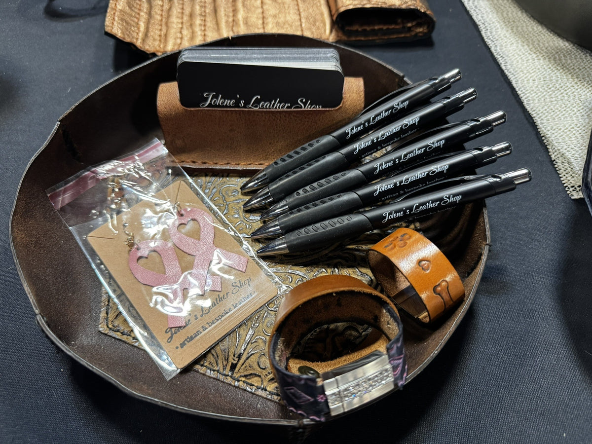 Round Padded Leather Catch All Tray