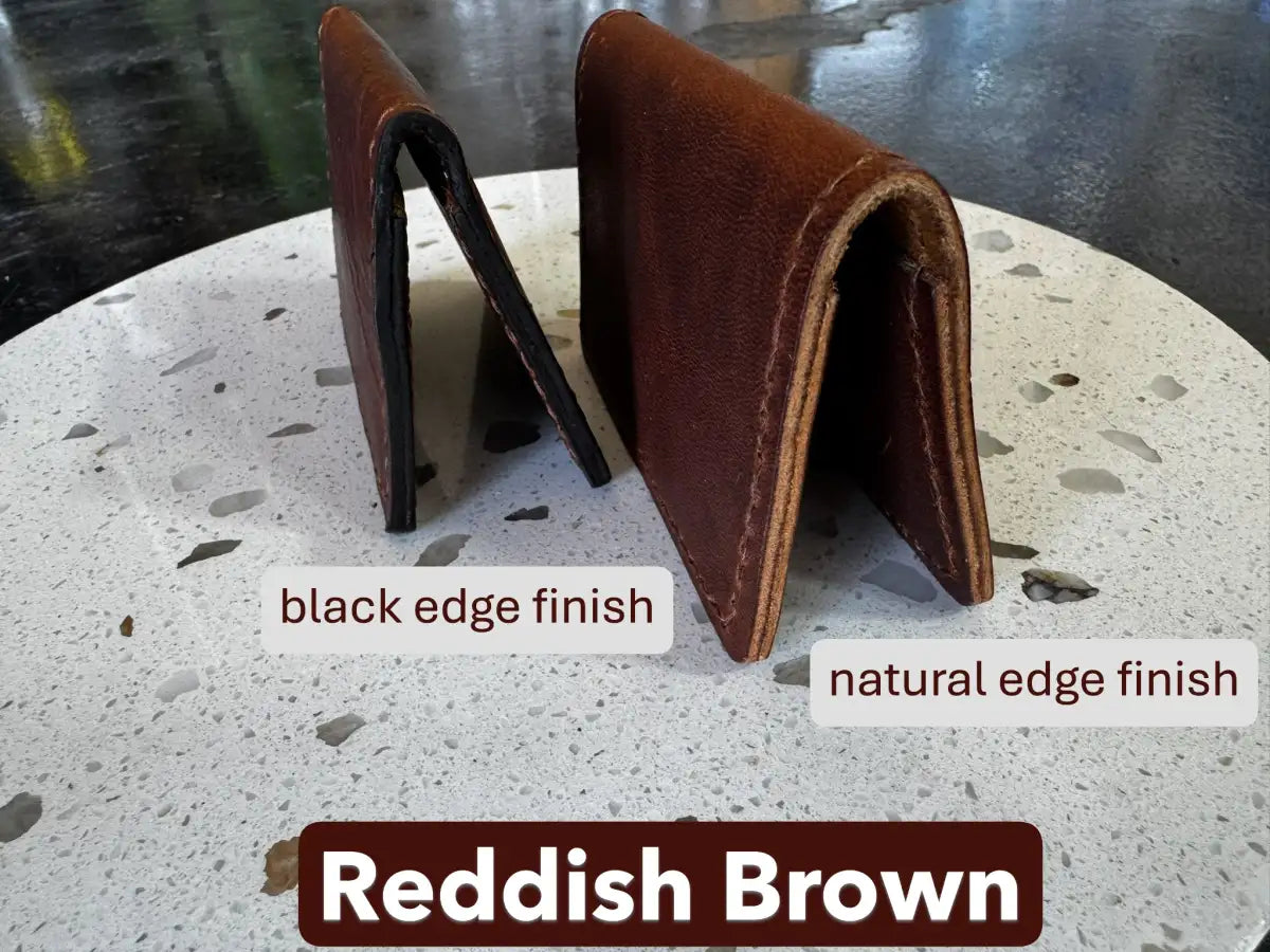 Handmade Folding Leather Card Wallet with Two Pockets Holding Six Cards or More plus Cash