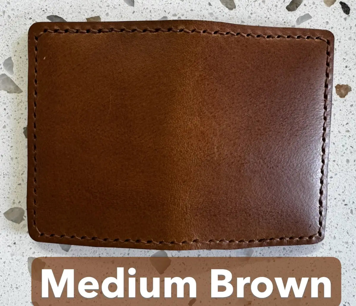 Handmade Folding Leather Card Wallet with Two Pockets Holding Six Cards or More plus Cash
