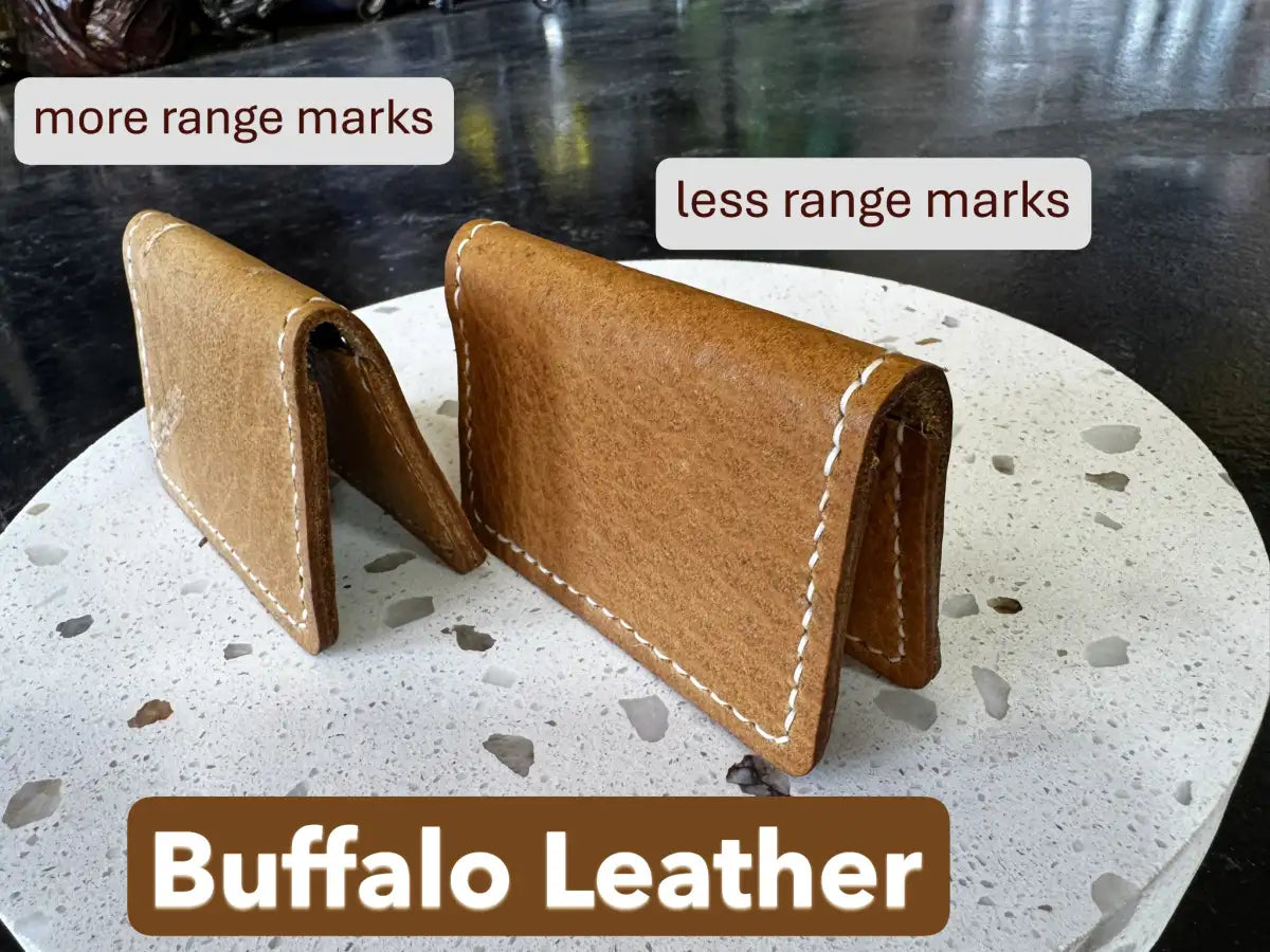 Handmade Folding Leather Card Wallet with Two Pockets Holding Six Cards or More plus Cash