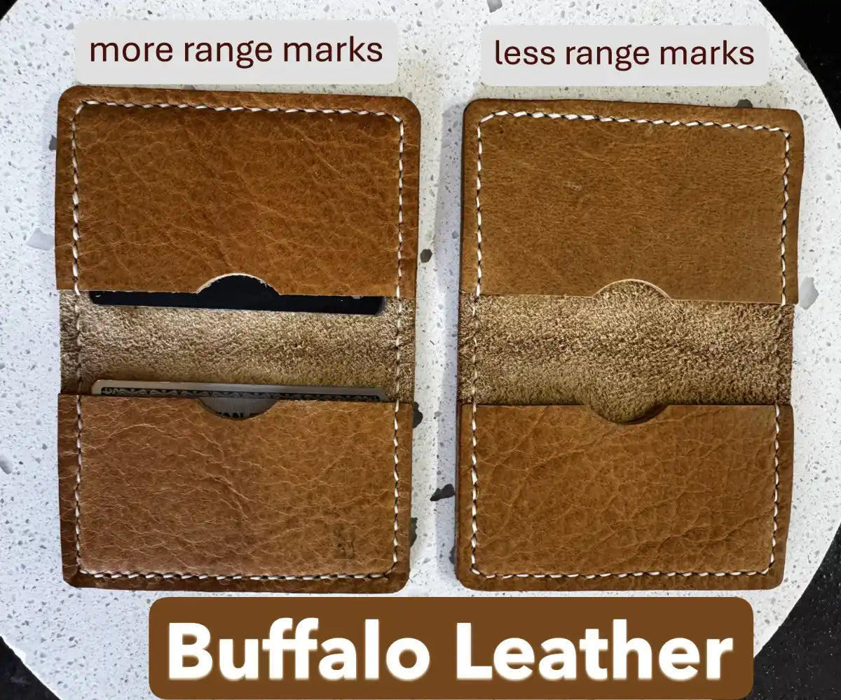 Handmade Folding Leather Card Wallet with Two Pockets Holding Six Cards or More plus Cash