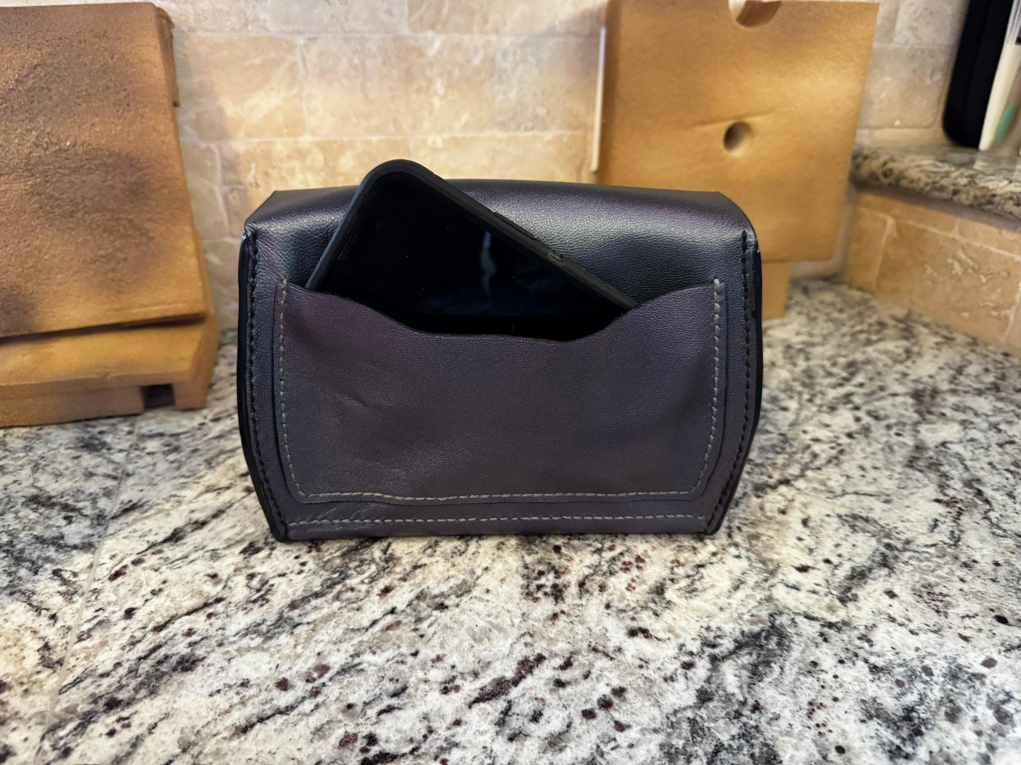 The Berry Purse in Tahitian Black Pearl with Loxx Closure, Internal and External Pockets