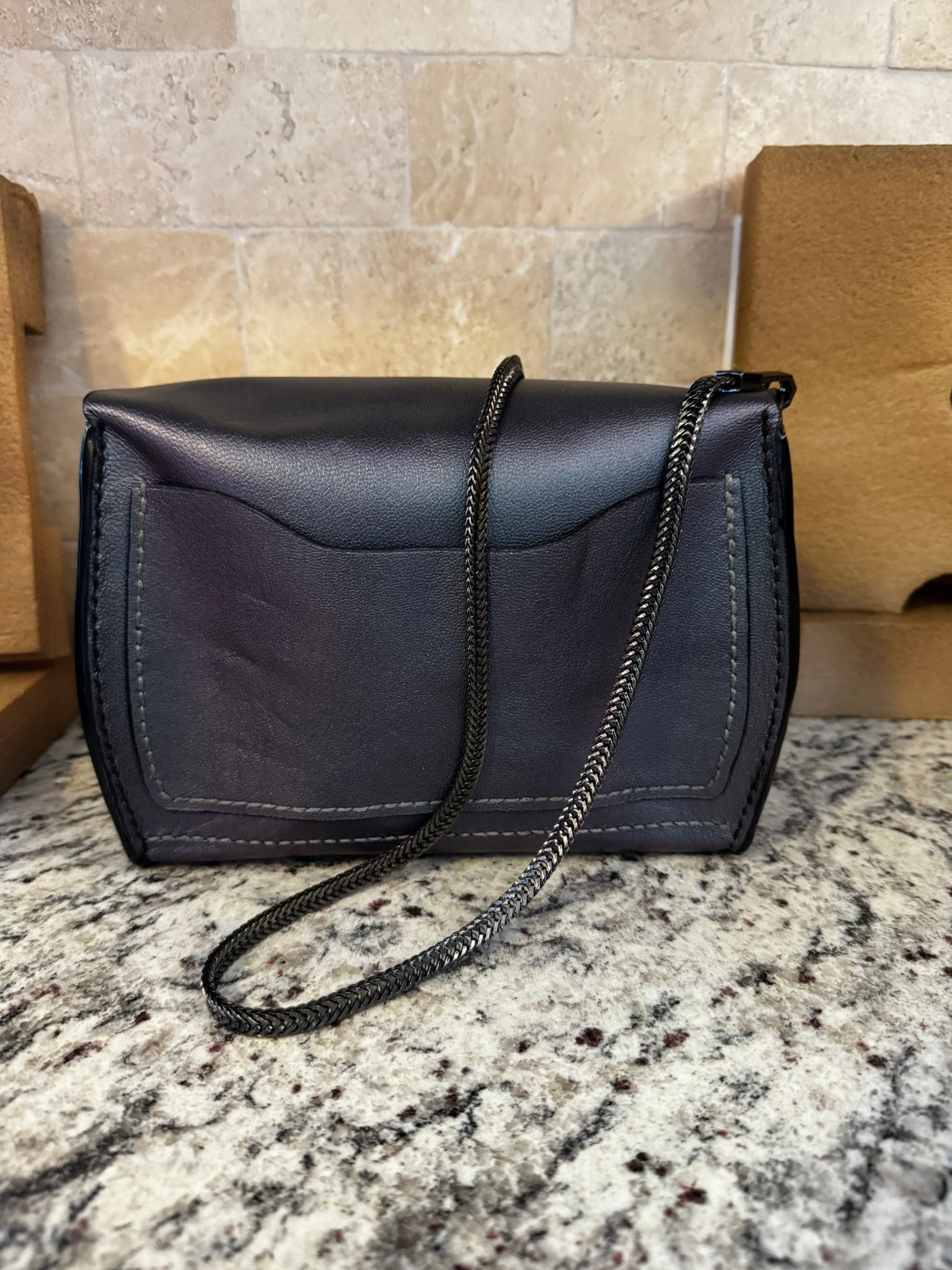 The Berry Purse in Tahitian Black Pearl with Loxx Closure, Internal and External Pockets