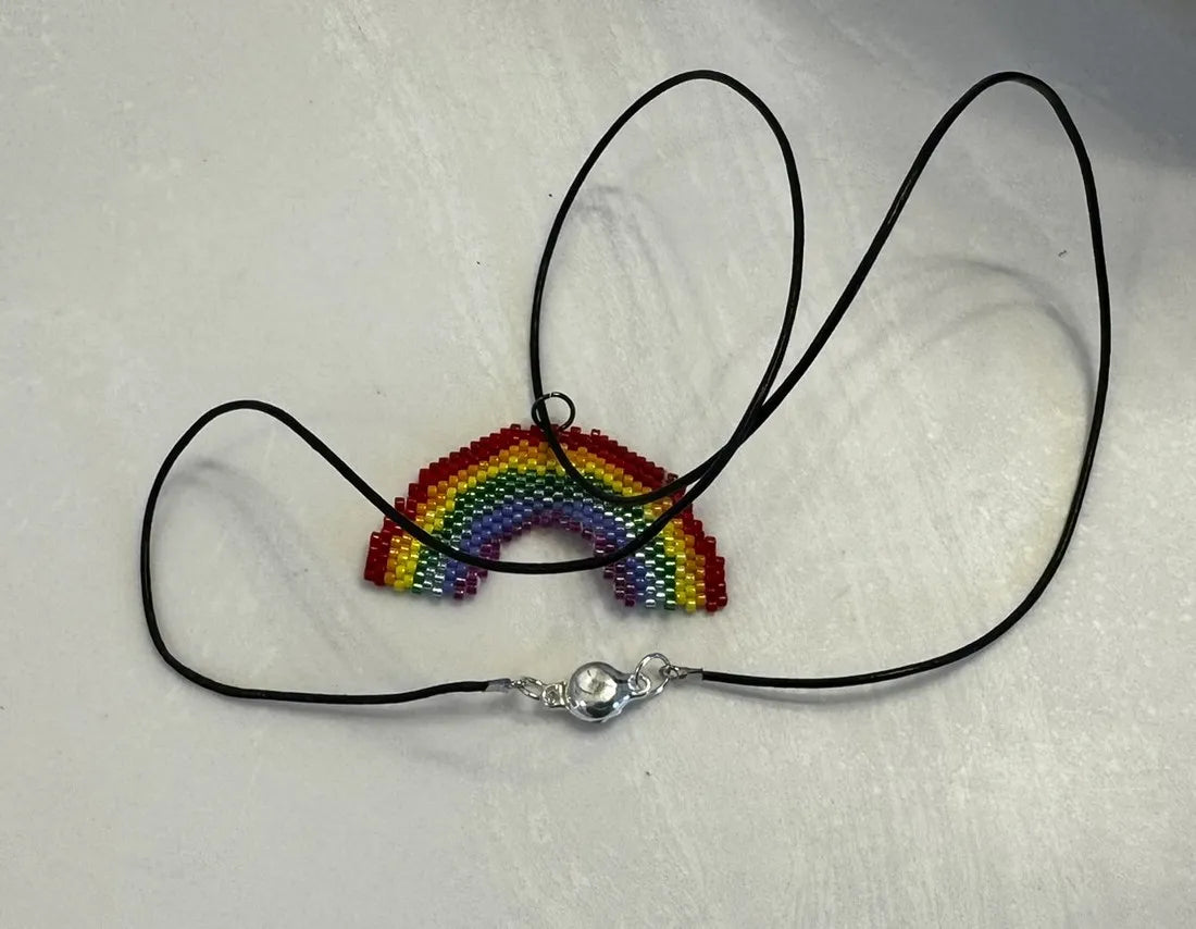 Rainbow Pendant Necklace Handmade from Myuki Delica Size 11/0 Beads