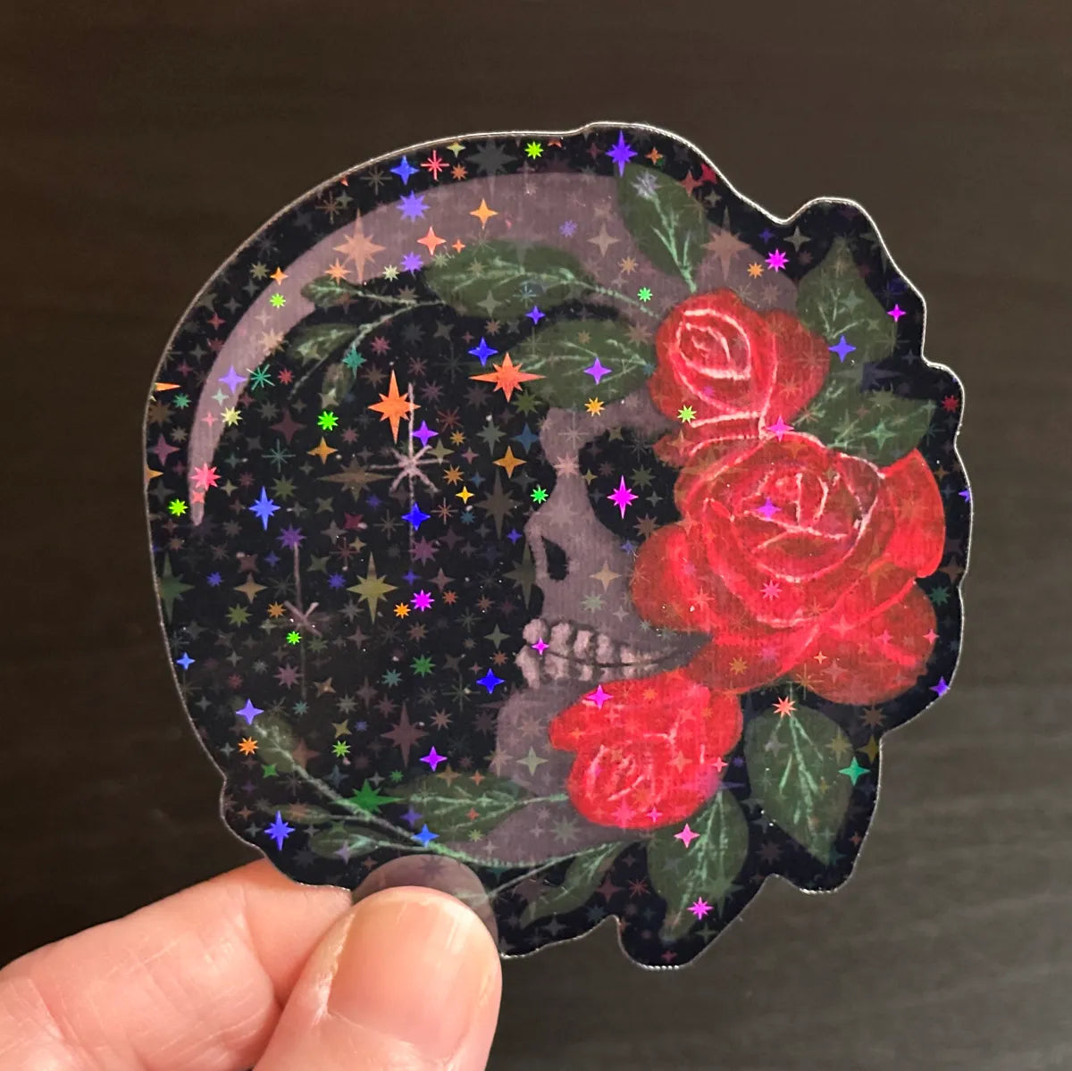 Skull Moon Vinyl Sticker: Original Hand-Painted Art