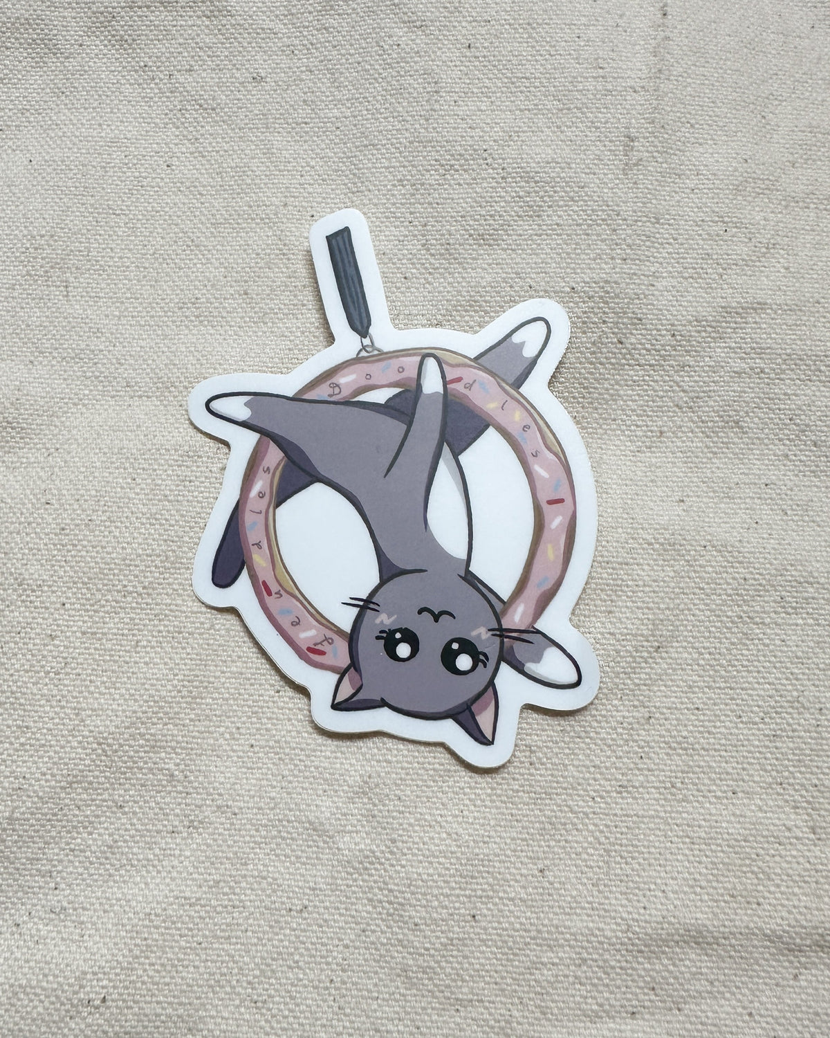 Cat on Donut Lyra Hoop Sticker (Matte)