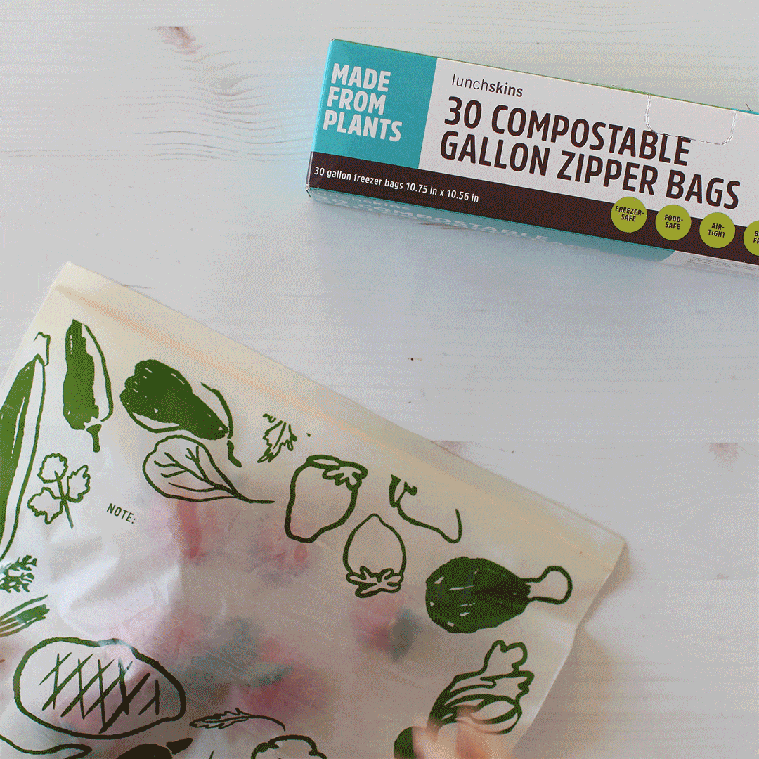Ziptop Compostable Freezer-Safe Gallon Storage Bags - Lunchskins