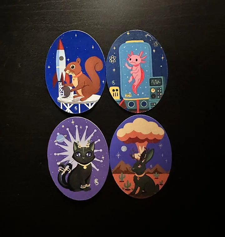 Atomic Age Sticker Pack, 4 Original Painting Decals