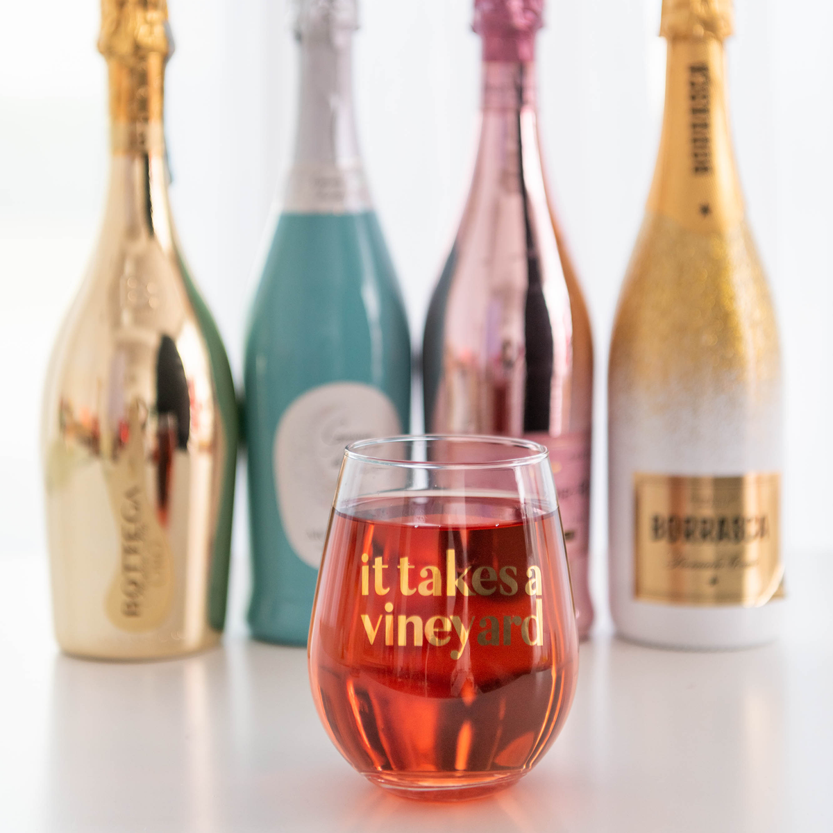 Witty "it takes a vineyard" Wine Glass, Jollity & Co.