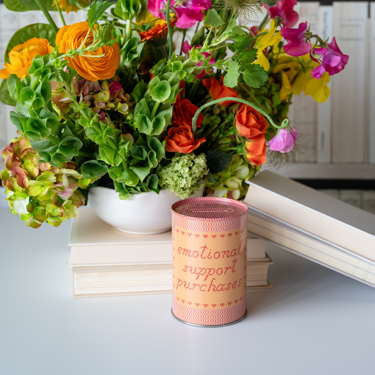 Emotional Support Purchases Tin Coin Bank, Jollity & Co