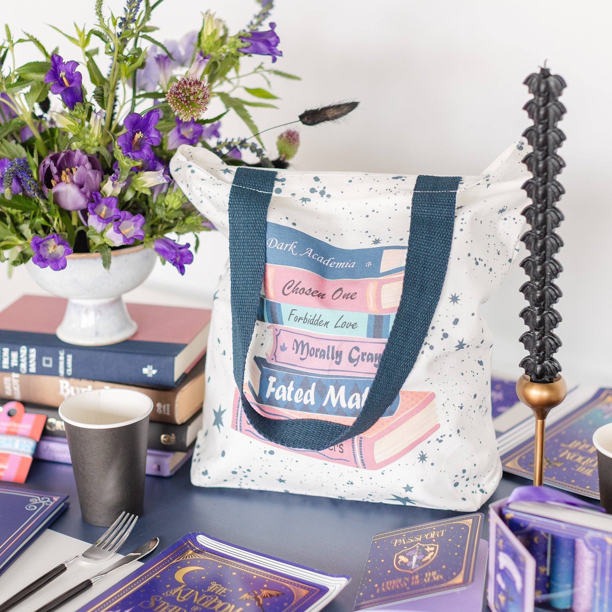 Romantasy Books Themed Tote, Jollity & Co