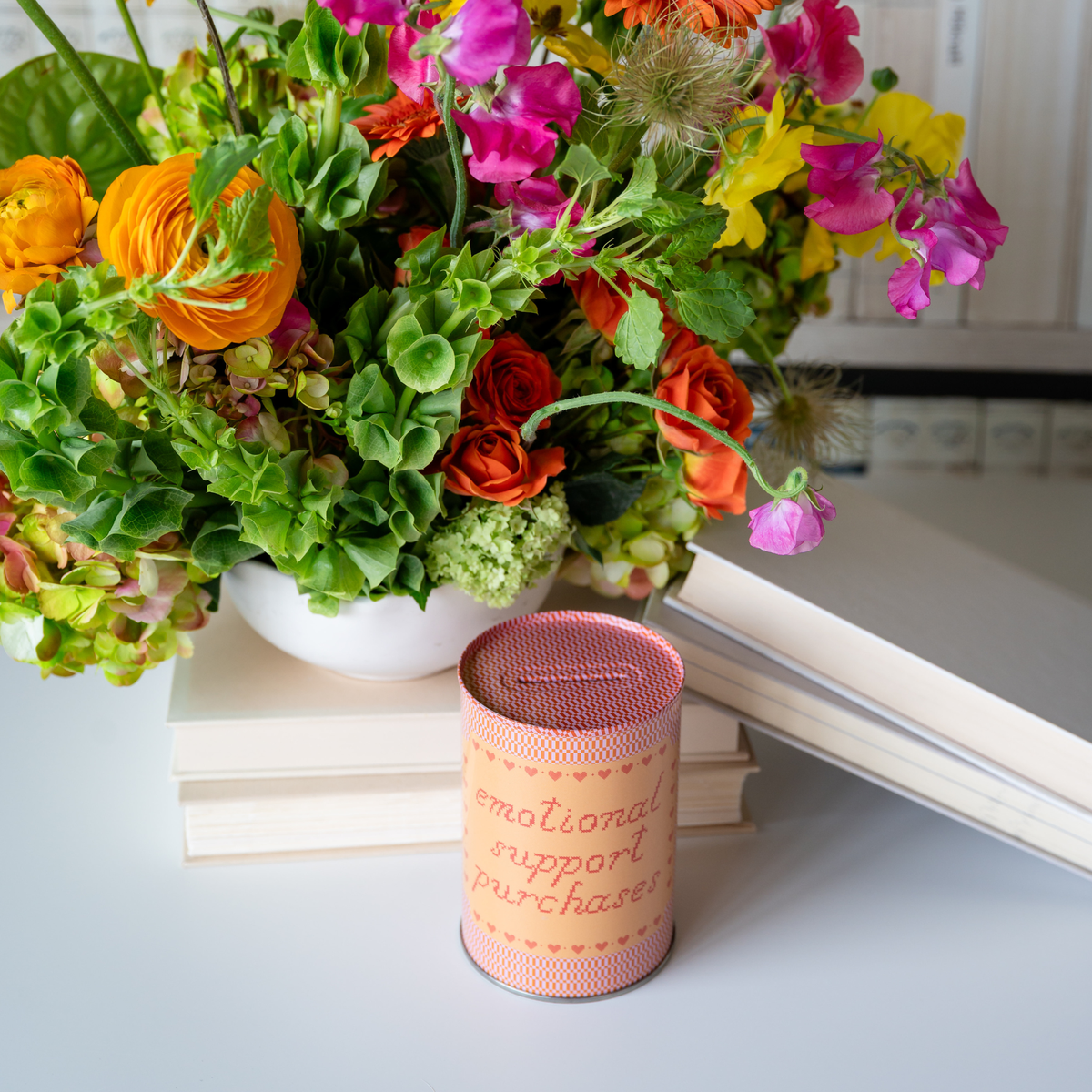 Emotional Support Purchases Tin Coin Bank, Jollity & Co