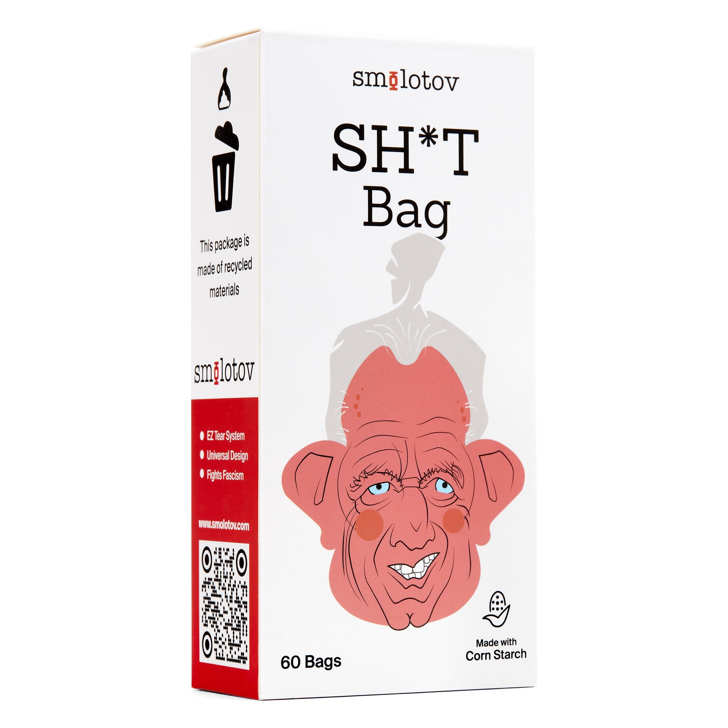 Kennedizine SH*T Bag box, front three-quarter view — 60 plant-based dog waste bags