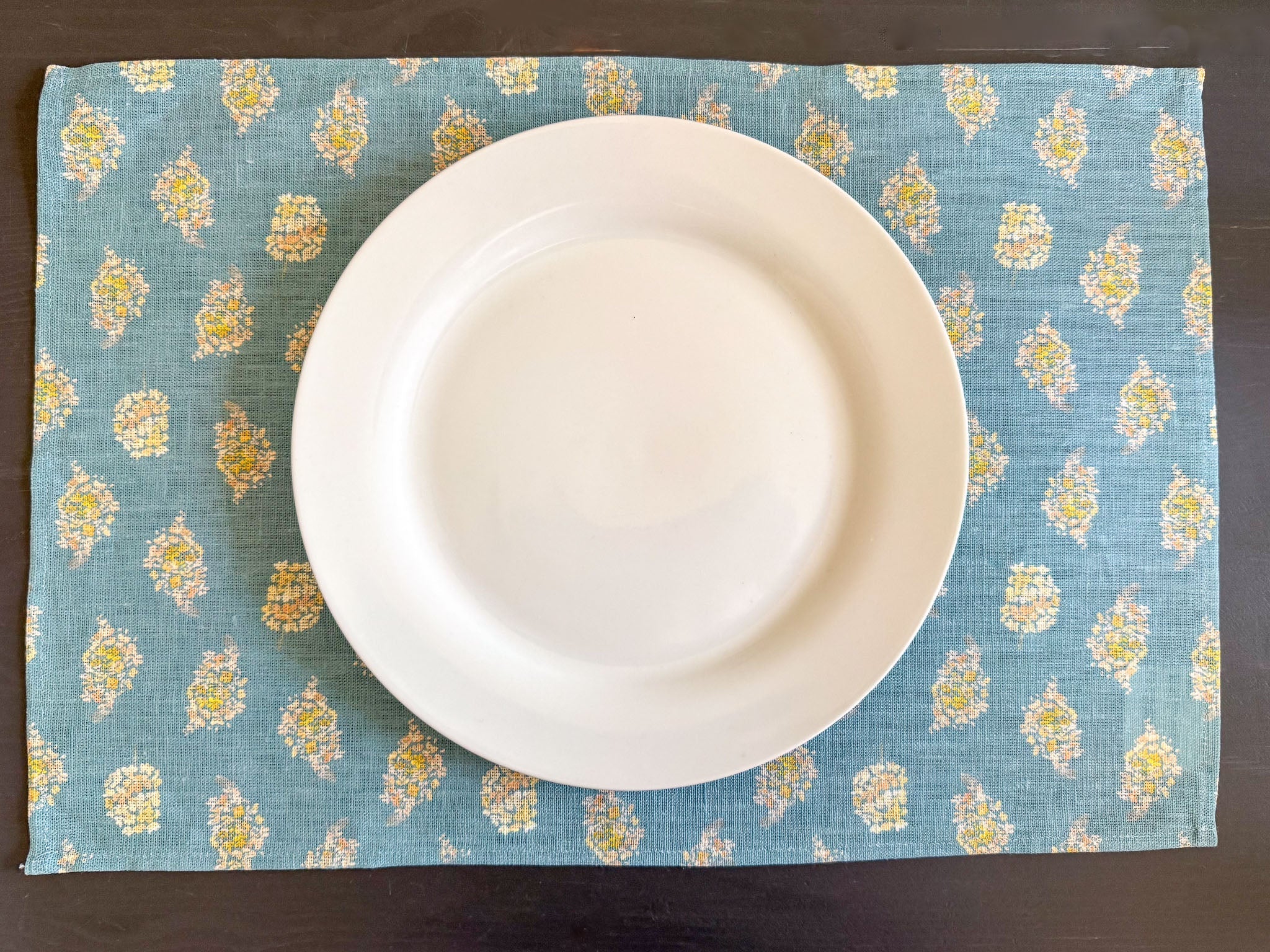 golden hydrangea blooms european linen placemats